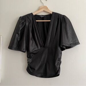 LULUS Black Faux Leather Going Out Top Size S